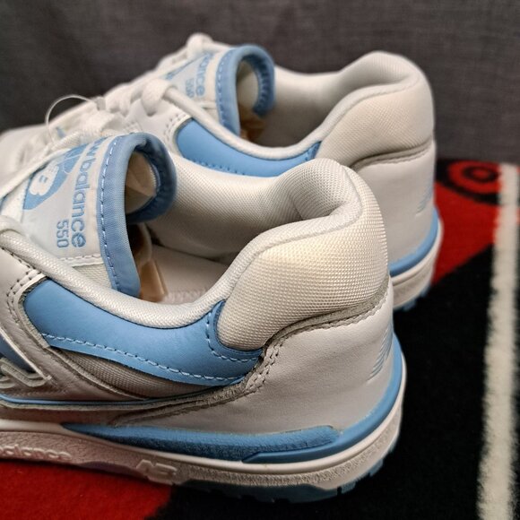 New Balance 550 White and Blue Athletic Shoes - Picture 5 of 13